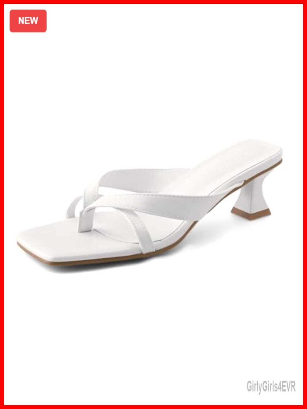 Kitten Heel Sandals 2 inch Mule Strappy Square Toe Faux Leather Heels
